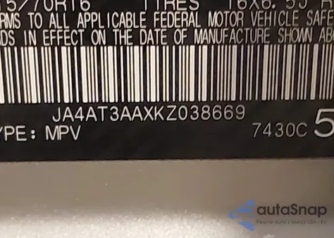 2019 Mitsubishi Eclipse Cross Es from USA, damaged, VIN JA4AT3AAXKZ038669